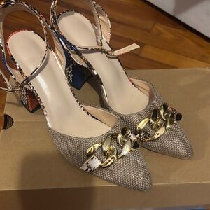 Elegant Women's Heels with Gold Accents